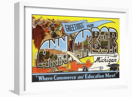 Greetings from Ann Arbor, Michigan-null-Framed Art Print