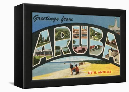 Greetings from Aruba, Netherland Antilles-null-Framed Stretched Canvas