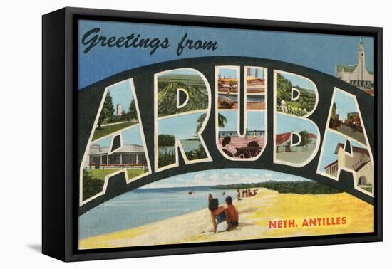 Greetings from Aruba, Netherland Antilles-null-Framed Stretched Canvas