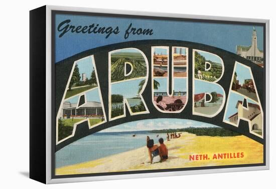 Greetings from Aruba, Netherland Antilles-null-Framed Stretched Canvas