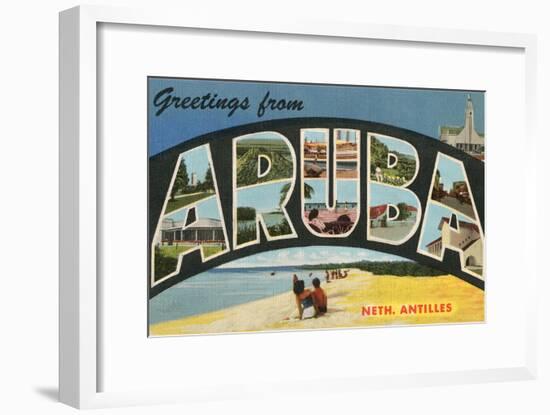 Greetings from Aruba, Netherland Antilles-null-Framed Art Print