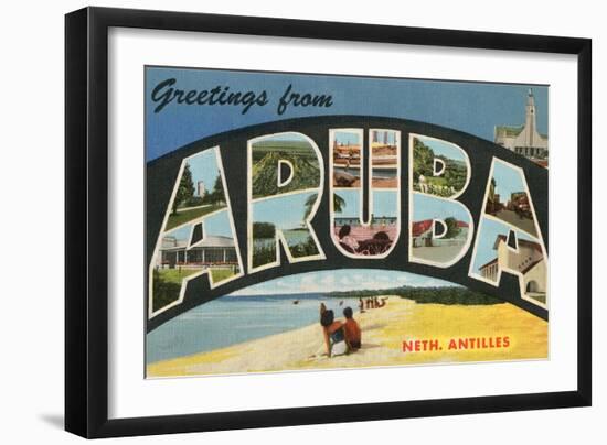 Greetings from Aruba, Netherland Antilles-null-Framed Art Print