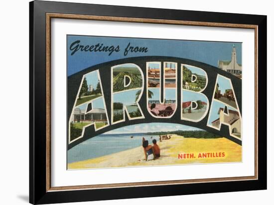 Greetings from Aruba, Netherland Antilles-null-Framed Art Print