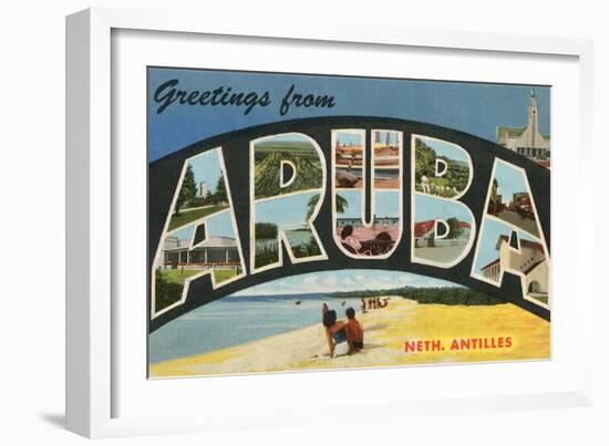 Greetings from Aruba, Netherland Antilles-null-Framed Art Print