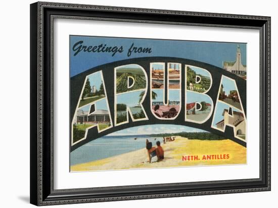 Greetings from Aruba, Netherland Antilles-null-Framed Art Print