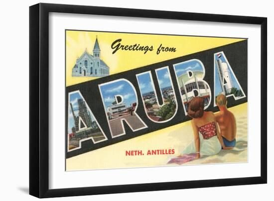 Greetings from Aruba, Netherland Antilles-null-Framed Premium Giclee Print
