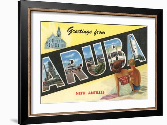 Greetings from Aruba, Netherland Antilles-null-Framed Art Print