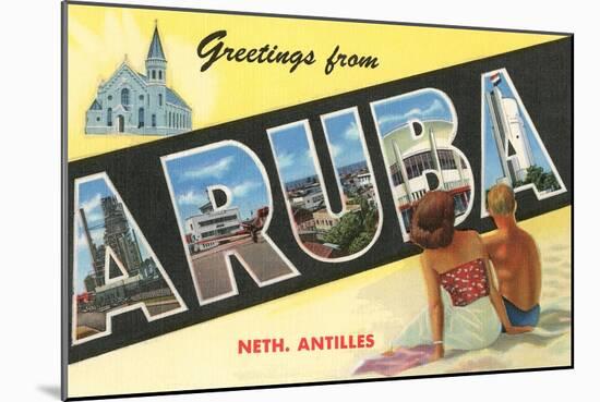 Greetings from Aruba, Netherland Antilles-null-Mounted Art Print