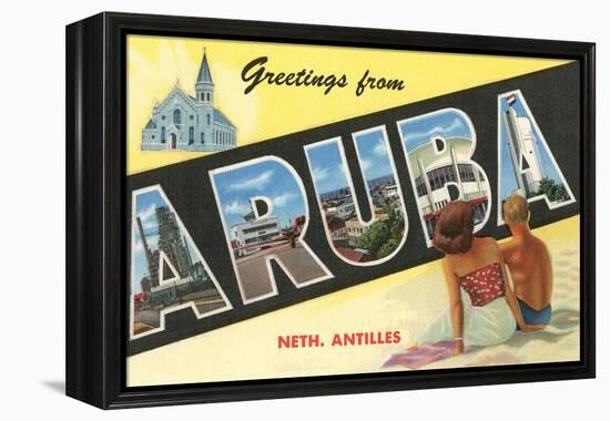 Greetings from Aruba, Netherland Antilles-null-Framed Stretched Canvas