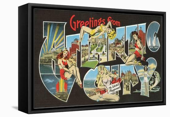 Greetings from Atlantic City, New Jersey, Cheesecake-null-Framed Stretched Canvas