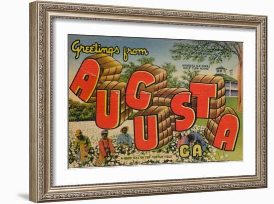 Greetings from Augusta, Georgia: a Busy Day in the Cotton Field, 1943-null-Framed Giclee Print
