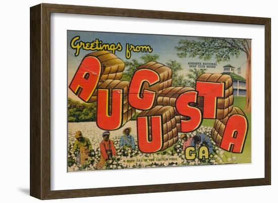 Greetings from Augusta, Georgia: a Busy Day in the Cotton Field, 1943-null-Framed Giclee Print