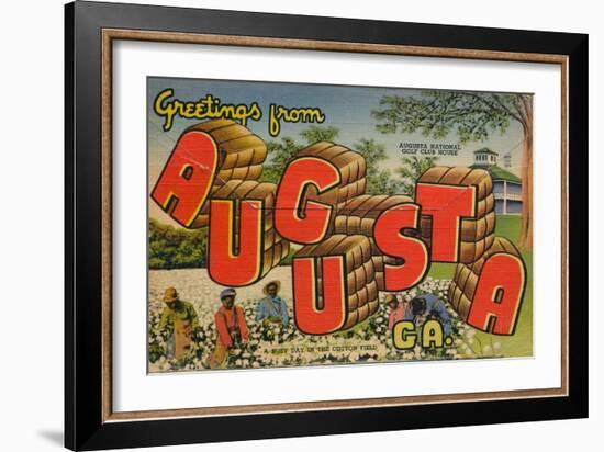 Greetings from Augusta, Georgia: a Busy Day in the Cotton Field, 1943-null-Framed Giclee Print