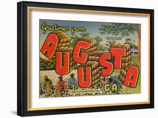 Greetings from Augusta, Georgia: a Busy Day in the Cotton Field, 1943-null-Framed Giclee Print