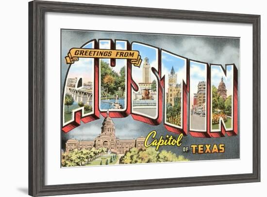 Greetings from Austin, Capitol of Texas-null-Framed Giclee Print