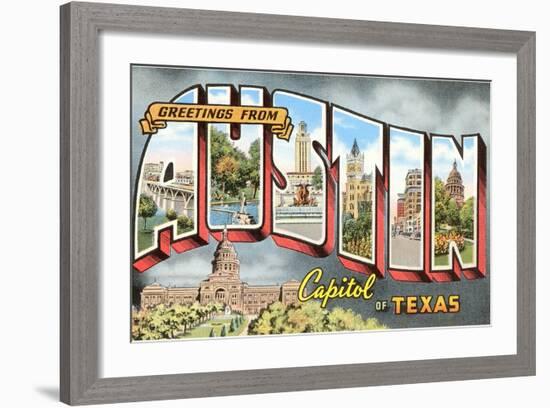 Greetings from Austin, Capitol of Texas-null-Framed Giclee Print