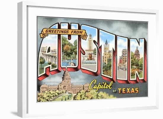 Greetings from Austin, Capitol of Texas-null-Framed Giclee Print