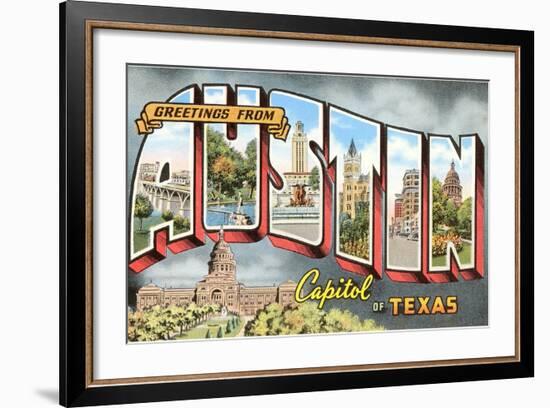 Greetings from Austin, Capitol of Texas-null-Framed Giclee Print