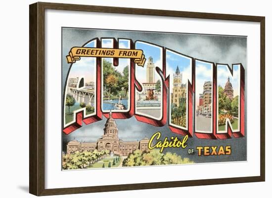 Greetings from Austin, Capitol of Texas-null-Framed Giclee Print