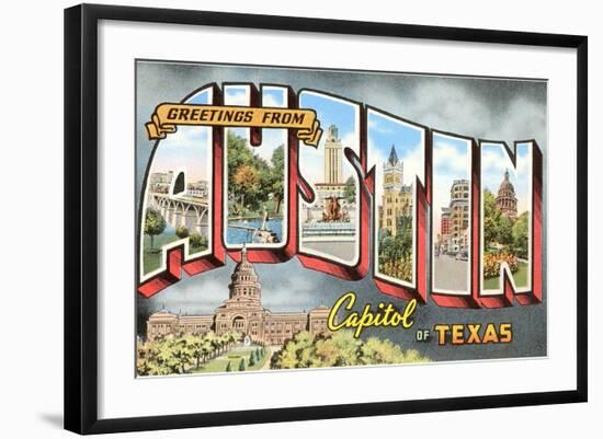 Greetings from Austin, Capitol of Texas-null-Framed Giclee Print