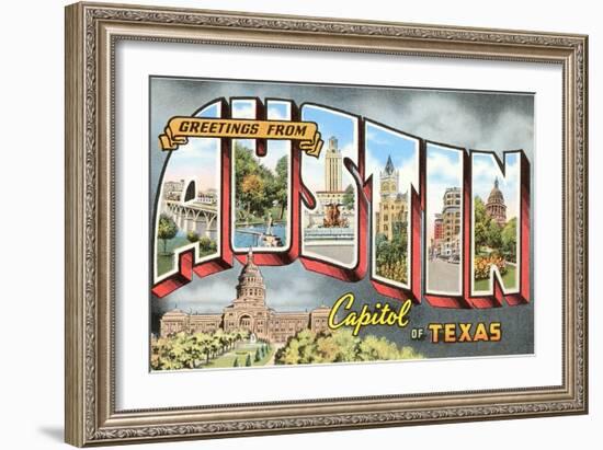 Greetings from Austin, Capitol of Texas-null-Framed Giclee Print