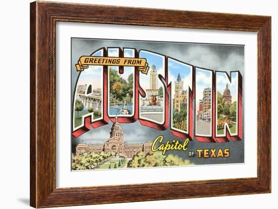 Greetings from Austin, Capitol of Texas-null-Framed Giclee Print