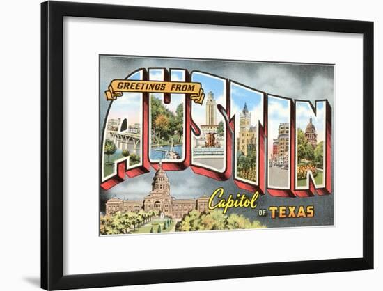 Greetings from Austin, Capitol of Texas-null-Framed Giclee Print