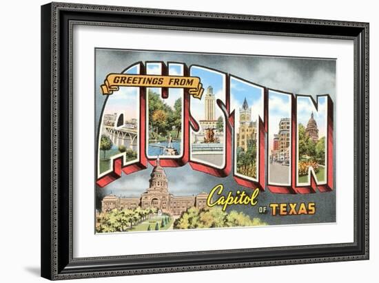 Greetings from Austin, Capitol of Texas-null-Framed Giclee Print