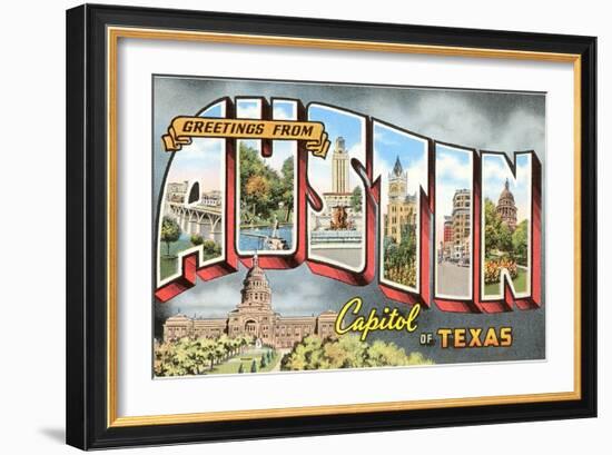 Greetings from Austin, Capitol of Texas-null-Framed Giclee Print