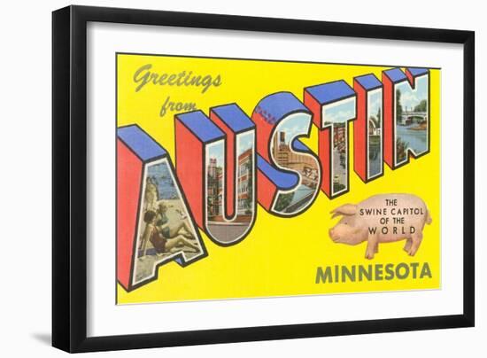 Greetings from Austin, Minnesota-null-Framed Art Print