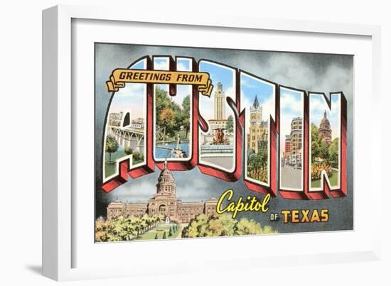 Greetings from Austin, Texas-null-Framed Art Print