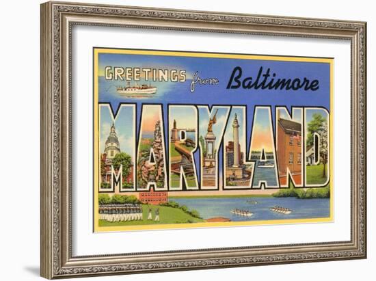 Greetings from Baltimore, Maryland-null-Framed Art Print