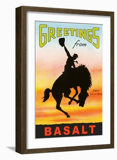 Greetings from Basalt, Bronco-null-Framed Art Print