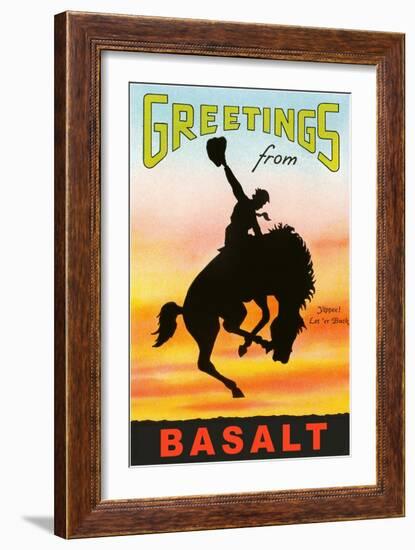 Greetings from Basalt, Bronco-null-Framed Art Print