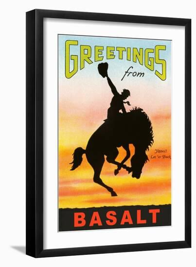 Greetings from Basalt, Bronco-null-Framed Art Print