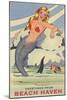Greetings from Beach Haven, New Jersey, Mermaid-null-Mounted Art Print