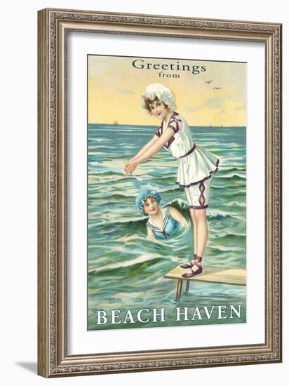 Greetings from Beach Haven, New Jersey-null-Framed Art Print