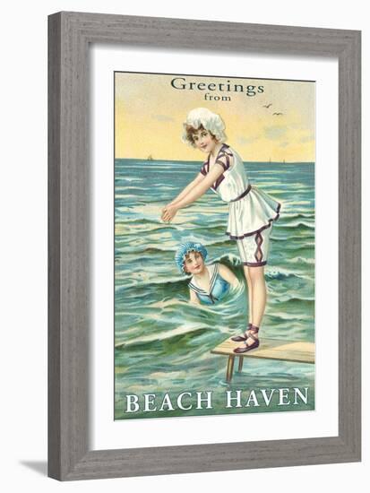 Greetings from Beach Haven, New Jersey-null-Framed Art Print