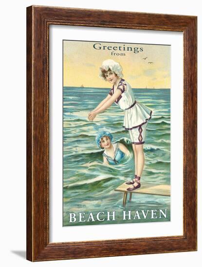 Greetings from Beach Haven, New Jersey-null-Framed Art Print