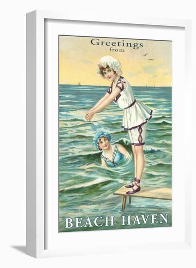 Greetings from Beach Haven, New Jersey-null-Framed Art Print