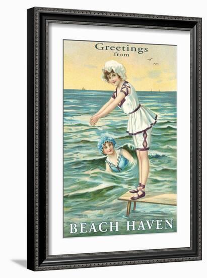 Greetings from Beach Haven, New Jersey-null-Framed Art Print