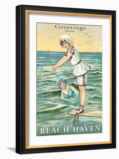 Greetings from Beach Haven, New Jersey-null-Framed Art Print