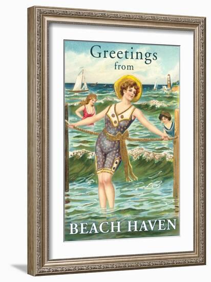 Greetings from Beach Haven, New Jersey-null-Framed Art Print