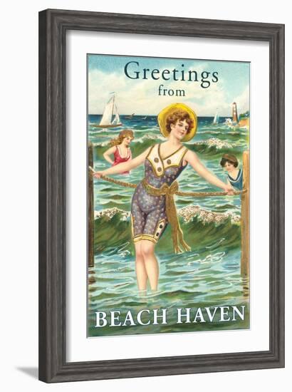 Greetings from Beach Haven, New Jersey-null-Framed Art Print