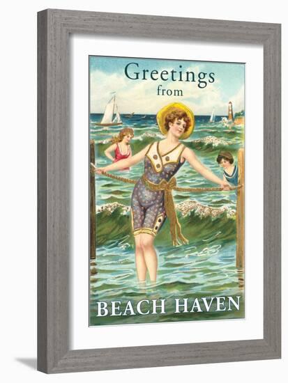 Greetings from Beach Haven, New Jersey-null-Framed Art Print