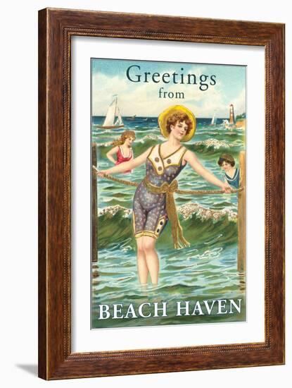 Greetings from Beach Haven, New Jersey-null-Framed Art Print