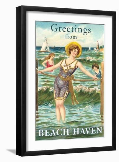 Greetings from Beach Haven, New Jersey-null-Framed Art Print