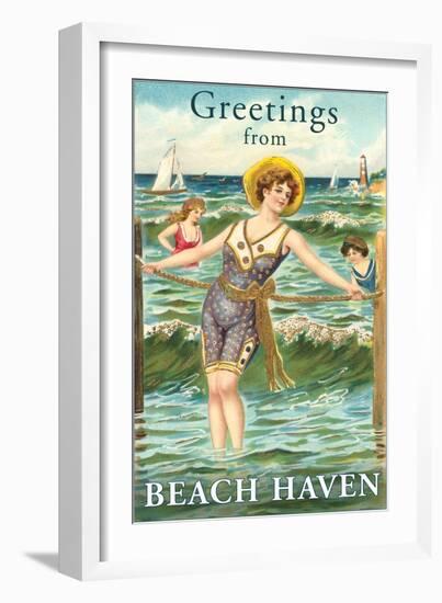 Greetings from Beach Haven, New Jersey-null-Framed Art Print