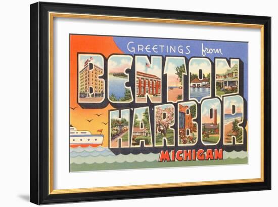 Greetings from Benton Harbor, Michigan-null-Framed Art Print