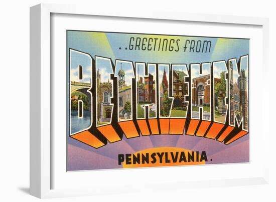 Greetings from Bethlehem, Pennsylvania-null-Framed Art Print